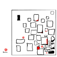 Plakat mit der Aufschrift: 20 Jahre Weltkulurerbe, Einzelprojekte und Gruppenarbeiten von 8 KünstlerInnen, mit freundlicher Unterstützung von Familie Sondermeier