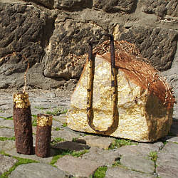 Pflasterstein zur vergoldeten Hütte von Baucis und Philemon gestaltet