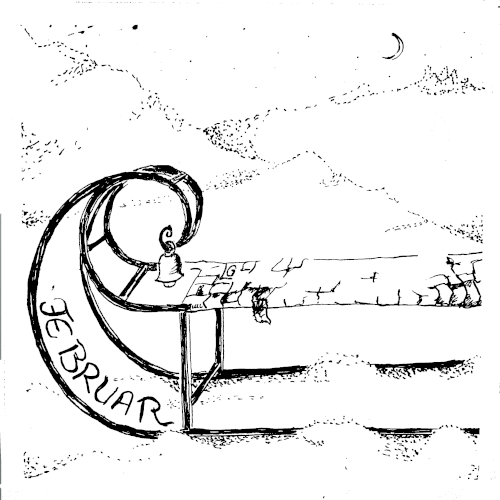 Ein leicht verschlissener Schlitten steht in der Landschaft und trägt stolz ein Glöckchen an den vorne hochgeschwungenen Kufen.